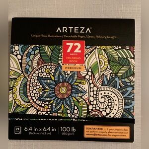 NEW Arteza Adult Coloring Book - Unique Floral Illustrations